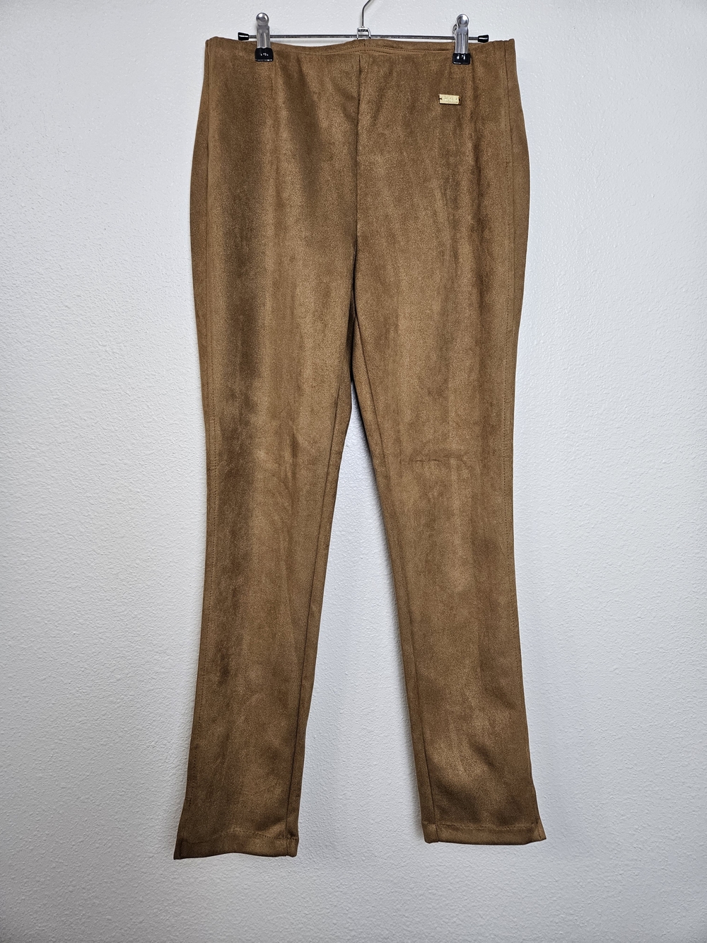 Rafaella Faux-Suede Boot Cut Pants in Brown Size 8